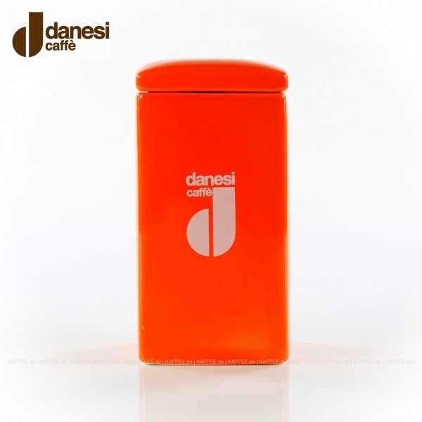 DANESI Pot, Aufbewahrungsgefäß, farbig (orange) mit DANESI-Logo, zweiteilig - Gefäß mit Deckel, EAN-Code: 8000135818381
