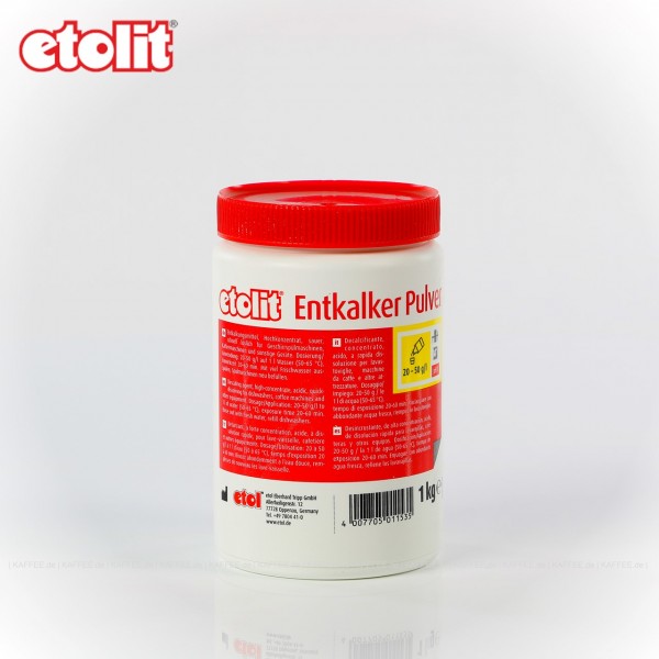 Entkalker Pulver entfernt Kalkablagerungen und Verkrustungen, 10 Dosen je 1 kg pro VPE, Gesamtinhalt 10 kg pro VPE, EAN-Code: 4007705010019