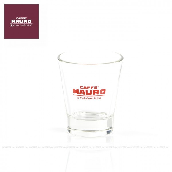 Glas bedruckt mit CAFFÈ MAURO-Logo, 6 Gläser pro VPE, EAN-Code: 8002530941107