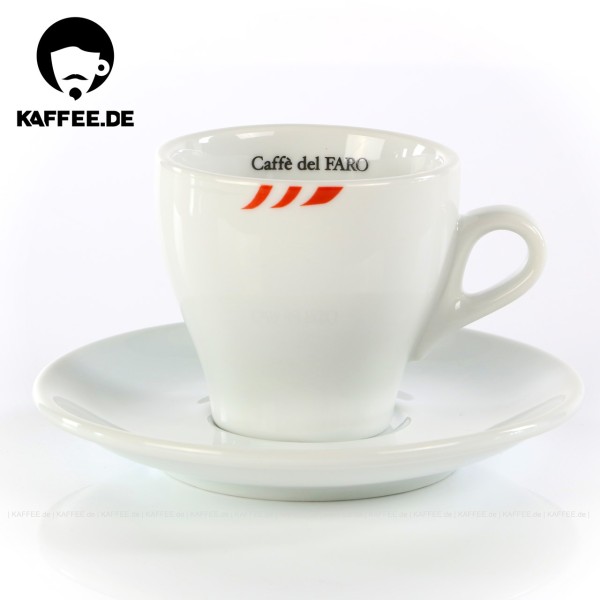 Farbe weiß mit rotem Caffè del Faro-Logo, 6 Tassen pro VPE, EAN-Code: 8033897364025