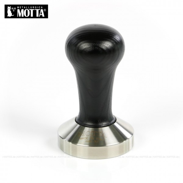 Tamper aus Edelstahl/Holz (Eiche), Durchmesser 57 mm, Farbe schwarz, Tamperunterseite flach, Griff austauschbar, Gesamtinhalt 1 Stück pro VPE, EAN-Code: 8007986081728