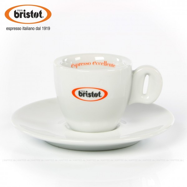 Farbe weiß mit Bristot Logo, 6 verschiedene Tassen pro VPE, EAN-Code: 0000000002180