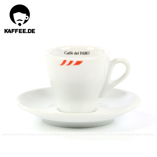 Farbe weiß mit rotem Caffè del Faro-Logo, 6 Tassen pro VPE, EAN-Code: 8033897364018
