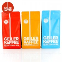 3x20 Pads je 7g pro VPE, gemahlen, ESE-Standard 44mm, Gesamtinhalt 420 g pro VPE Das Set beinhaltet je ein Bag folgende Produkte: GEILER KAFFEE Röstung... 3x20 Pads je 7g pro VPE, gemahlen, ESE-Standard 44mm, Gesamtinhalt 420 g pro VPE Das Set beinhaltet je ein Bag folgende Produkte: GEILER KAFFEE Röstung MÜNCHEN (2001), GEILER KAFFEE Röstung BERLIN (2002), und GEILER KAFFEE Röstung HAMBURG (2003)., EAN