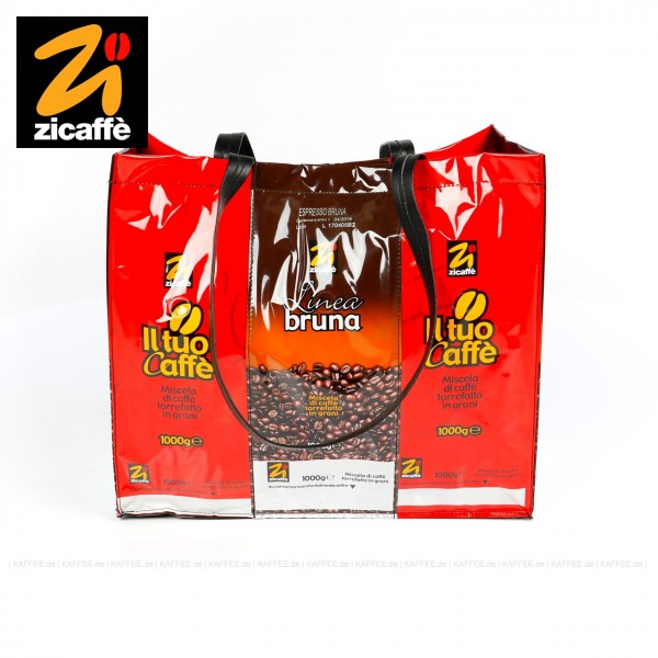 Werbeartikel von Zicaffè - Tragetasche aus Kaffeebeuteln, jede Tasche ein "Unikat", EAN-Code: 0000000001382