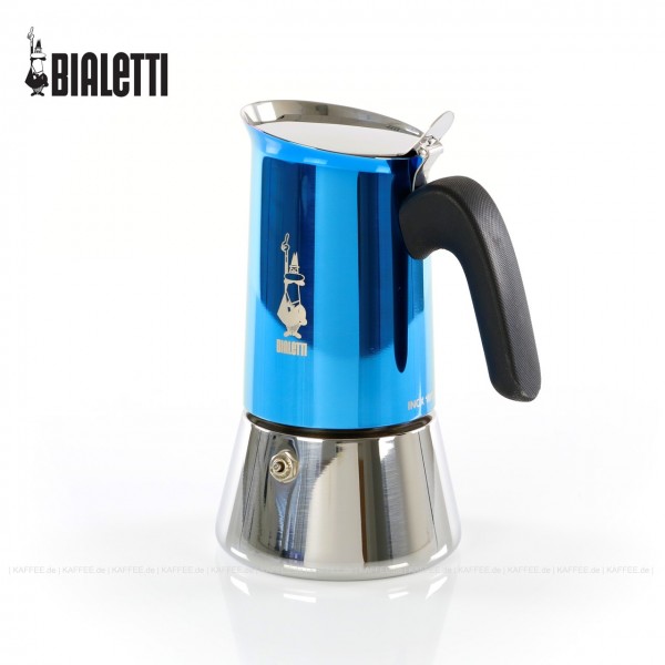 Espressokocher, Inox/Blau, 6 Tassen, Bialetti-Nr. 7275, 6 Stück pro VPE, EAN-Code: 8006363033008