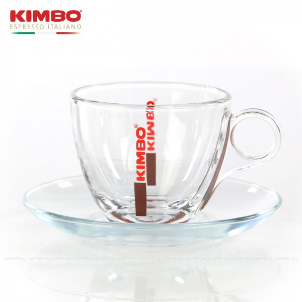 Glastasse mit KIMBO-Logo, 6 Tassen pro VPE, EAN-Code: 0000000001545