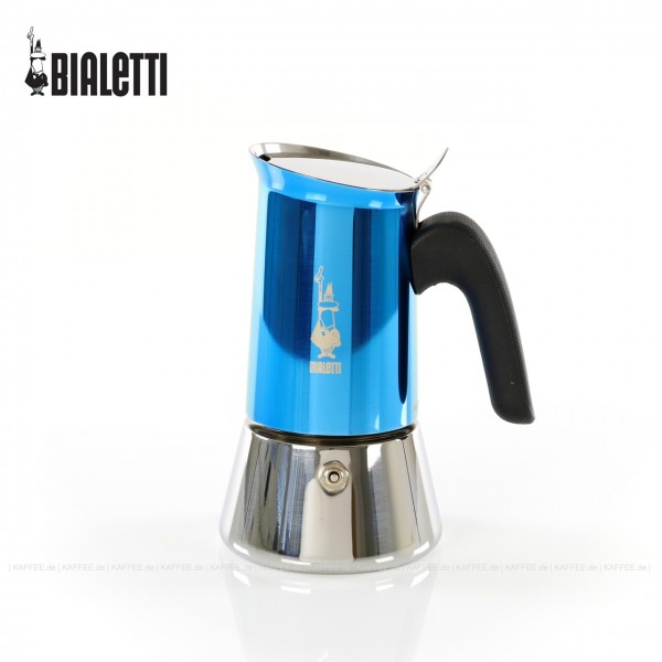 Espressokocher, Inox/Blau, 4 Tassen, Bialetti-Nr. 7274, 6 Stück pro VPE, EAN-Code: 8006363032995