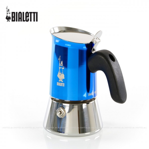 Espressokocher, Inox/Blau, 2 Tassen, Bialetti-Nr. 7272, 6 Stück pro VPE, EAN-Code: 8006363033282