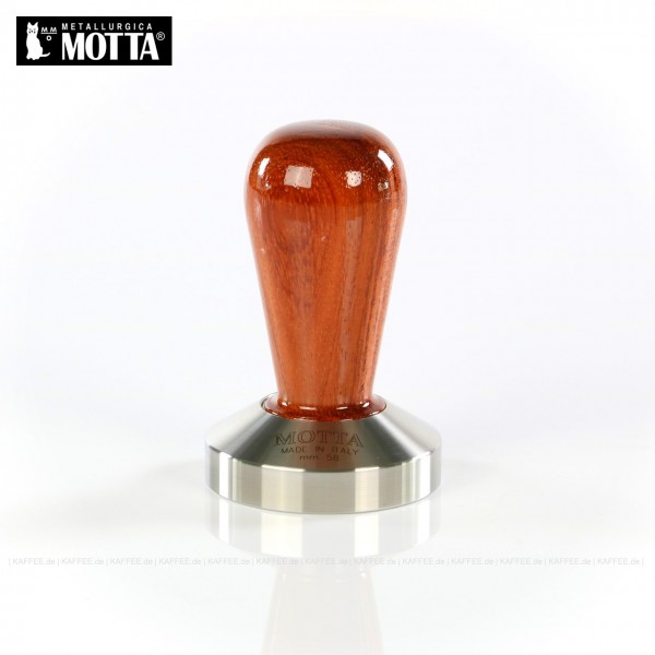 Tamper aus Edelstahl/Holz (Bubinga), Durchmesser 58 mm, Tamperunterseite flach, Griff austauschbar, Gesamtinhalt 1 Stück pro VPE, EAN-Code: 8007986011039