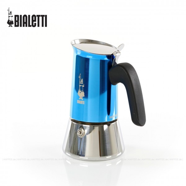 Espressokocher, Inox/Blau, 4 Tassen, Bialetti-Nr. 7274, 6 Stück pro VPE, EAN-Code: 8006363032995