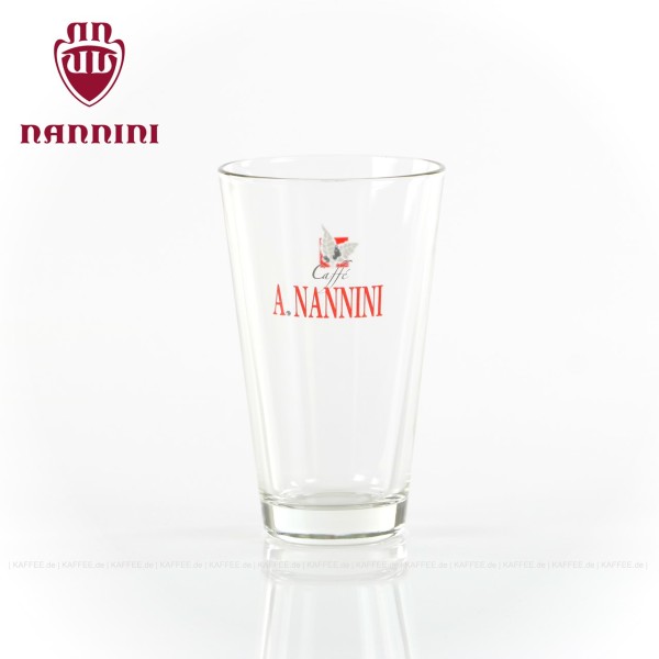 Glas bedruckt mit Nannini-Schriftzug, 6 Gläser pro VPE, EAN-Code: 8019247000201