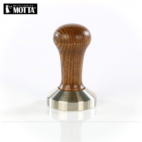 Tamper aus Edelstahl/Holz (Eiche), Durchmesser 57 mm, Farbe braun, Tamperunterseite flach, Griff austauschbar, Gesamtinhalt 1 Stück pro VPE, EAN-Code: 8007986081704