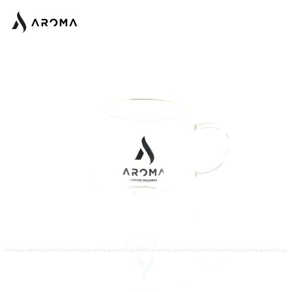 Doppelwandige Glastasse (Termoglas) mit AROMA-Logo und ca. 80 ml Fassungsvermögen, 1 Tasse pro VPE, EAN-Code: 0000000002602