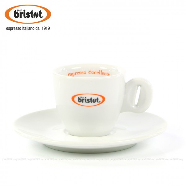 Farbe weiß mit Bristot Logo, Schriftzug innen, 6 Tassen pro VPE, EAN-Code: 0000000001724