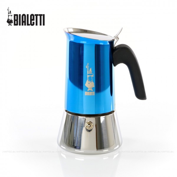 Espressokocher, Inox/Blau, 6 Tassen, Bialetti-Nr. 7275, 6 Stück pro VPE, EAN-Code: 8006363033008